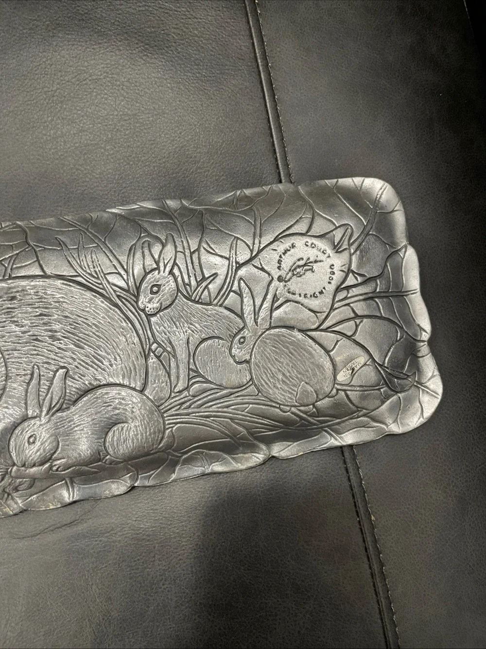 Arthur Court Silver Bunny Rabbit Leaf Relief Tray